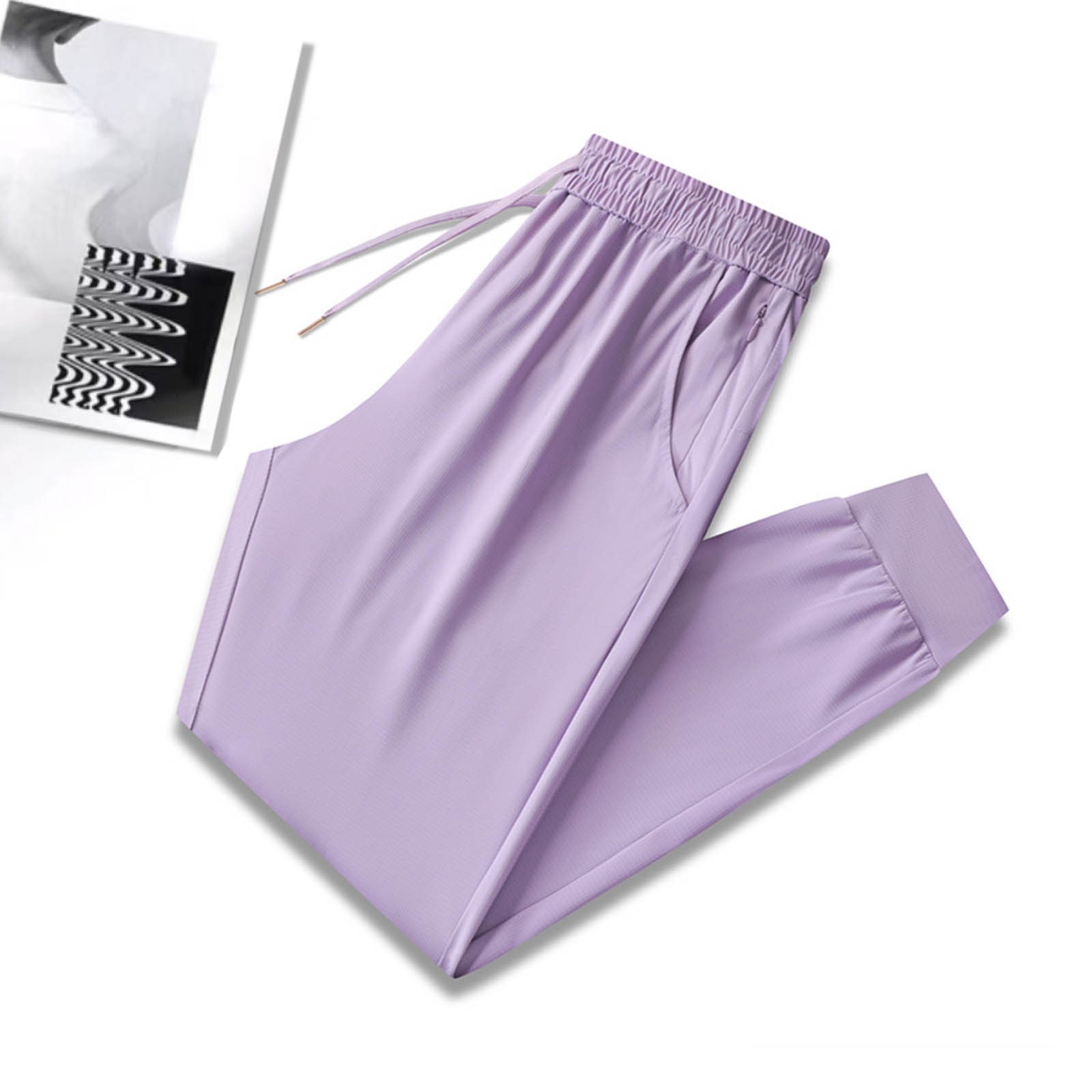 thumbnail image 2 of Pantalones casuales elásticos de cintura alta para mujer - Poliéster, transpirables - para deporte, yoga y uso diario, 2 of 4